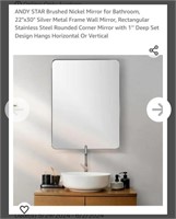 NEW 22"x30" Wall Mirror, Silver Metal