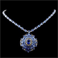 14K White Gold 42.50ct Tanzanite & 2.20ct Diamond