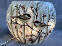 Winter Light Up Vase with Black Tufted Chickadees