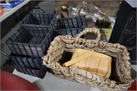 COLLECTION OF WICKER BASKETS & PAINTED BASKETS