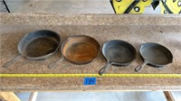 Cast iron skillets Griswold 9# ,8# and 2 unmarked
