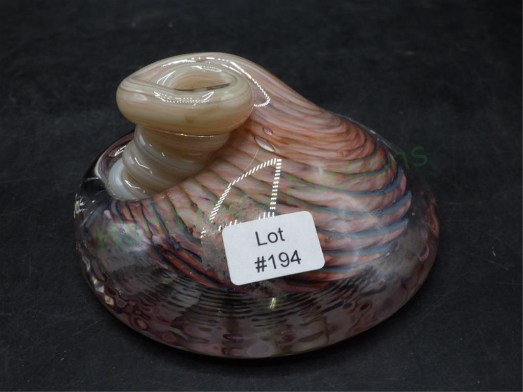 Art Glass Swirled Shell Paper Weight