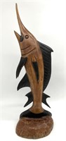 Carved Wood Swordfish Sculpture