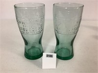 2 - GREEN 1948 McDONALD'S GLASSES