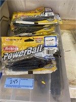 Container with lures and bags of power bait