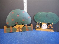 2 FOLK ART DECORATIONS WOOD, SIGNED