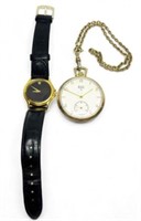 Movado Ladies' Wristwatch & Elgin Pocketwatch.