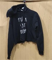 Sm Cutoff Pullover Hoodie "I'm a Cat" with cat