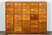 Large Multi Drawer Oak  Record or Filing Cabinet