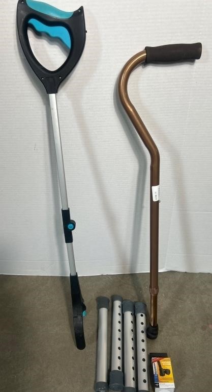 Cane and extra parts and a grabber