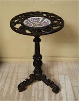 Famille Rose Style Plate Inset Tripod Table.