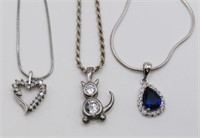 (3) STERLING GEMSTONE NECKLACES