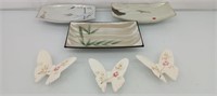Asian porcelain trays and chopsticks stands