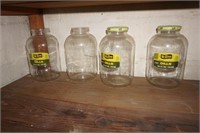 4 Large Mt Olive pickle jars  2 have lids