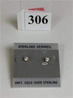 24K GOLD OVER STERLING PIERCED STUD EARRINGS