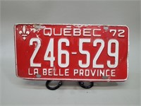 1972 Quebec License Plate