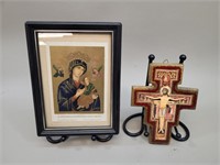 Vintage Religious Print & Crucifix