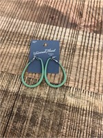 $10  Sage oblong hoop earrings