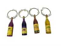 (4) Wine Glass Wine Bottle Charms