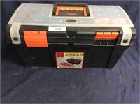 Plastic Keter toolbox with contents