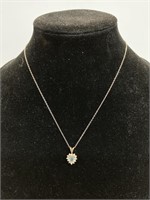 18" Necklace w/heart shape aquamarine