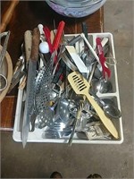 Group Knives, Flatware & Wooden Bowl & More