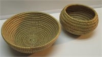 (2) PC. SWEETGRASS BASKETS. LARGEST IS 12" DIA.