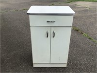 ONE DRAWER TWO DOOR SMALL METAL CUPBOARD - NICE