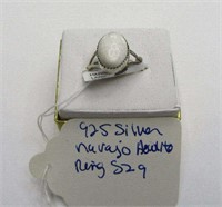 925 Silver Navajo Howlite Ring Sz 9