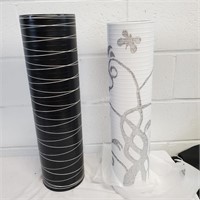 Two tall vases, black & white   - YB