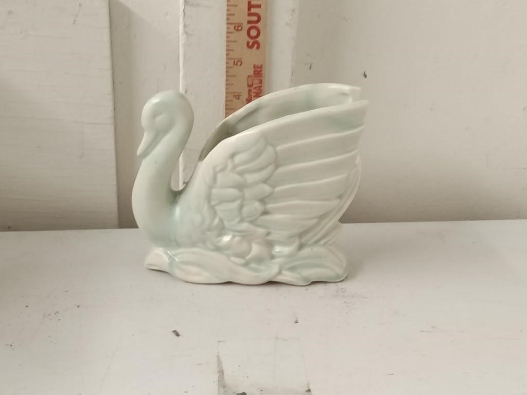 McCoy pottery aqua green swan planter