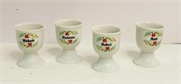 4 Monogram Egg Cups.  Porcelain 2.75" h