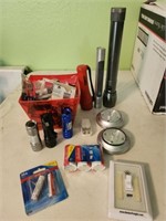 Box of Batteries, Flashlights & More