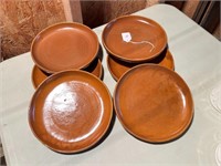 6pcs Brown Bybee Pottery 8" Lunch Plates