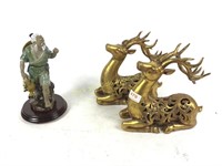 Reindeer & oriental man figure