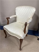 Vintage, upholstered, carved armchair