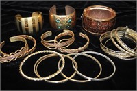 Group of Metal Cuff and Bangle Bracelets