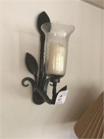 Gorgeous pair of wall sconces, black metal glass