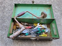 Metal Toolbox with Assorted Hand Tools