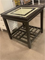 Modern Wood Side Table with Glass Top