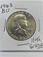 1963 Franklin Silver Half Dollar BU high grade