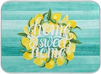 Teal Turquoise Green Wood Wreath with Lemon and