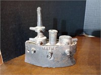 Antique battleship Maine cast iron still bank.