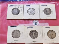 1902 Barber Quarter & 5 Pcs Standing Liberty