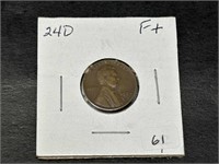 1924-D Lincoln Cent F Semi-Key Date!