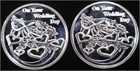 (2) 1 OZ .999 SILV 2024 ON YOUR WEDDING DAY ROUNDS