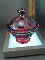 Imperial Glass candy dish with lid, herringbone