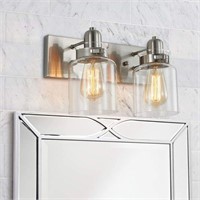 Modern Brushed Nickel 2-Light Bath Bathroom