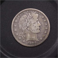 US Coins 1899 Barber Half Dollar, circulated