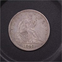 US Coins 1846 Seated Liberty Half Dollar, circulat